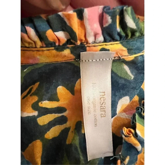 Nesara Tiger Lily Mini Kaftan 100% Organic Cotton Dress One Size - Picture 2 of 7